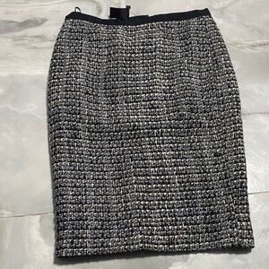 J. Crew Black and Cream Tweed Pencil Skirt